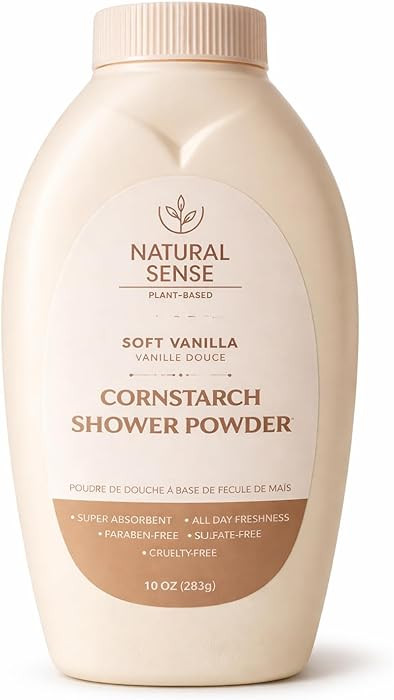 Natural Sense Shower Powder SOFT VANILLA (vanille douce) Plant-Based Cornstarch Dusting Powder - ... | Amazon (US)