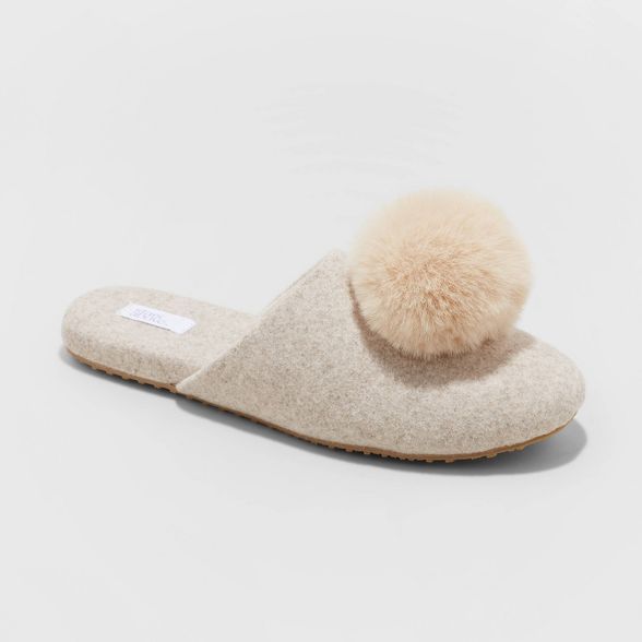 Women's Victoria Pom Scuff Loafer Slippers - Stars Above™ | Target