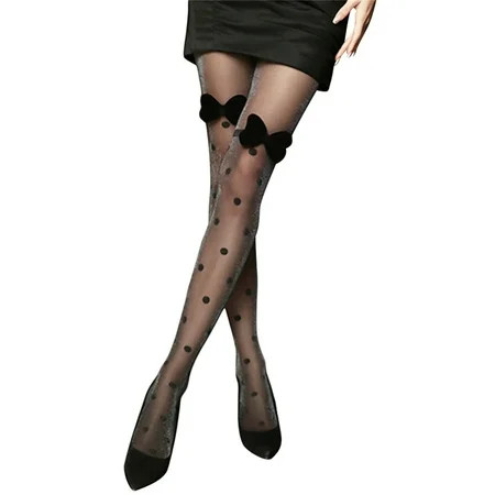 CenturyX Women Black Stockings Pantyhose with Butterfly Decoration | Walmart (US)