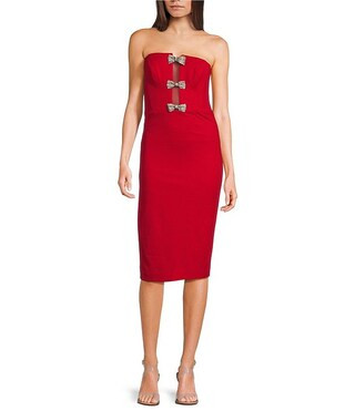 Erica Strapless Sleeveless Sequin Bow Midi Dress | Dillard's