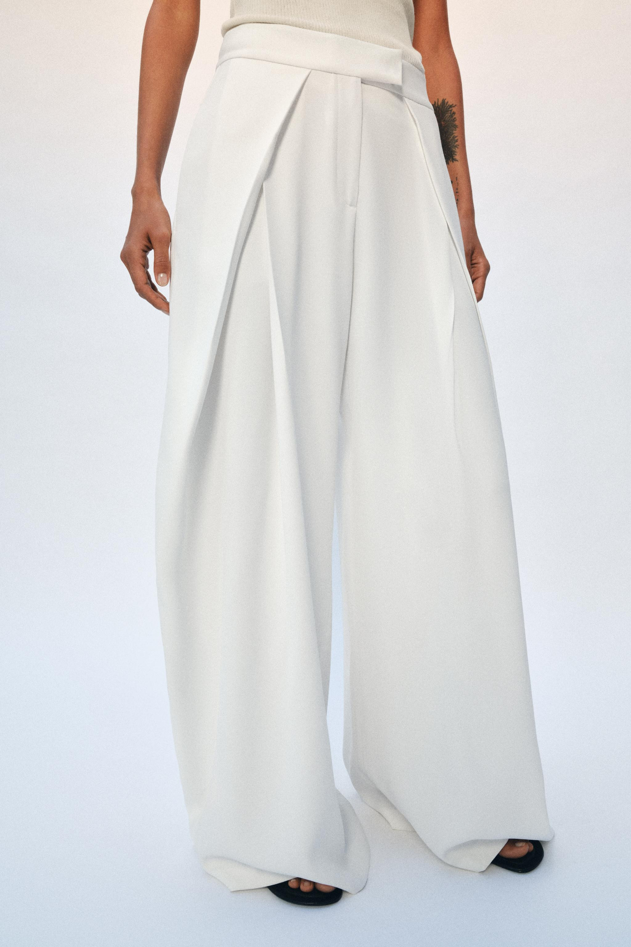 ZW COLLECTION PLEATED WIDE LEG PANTS | Zara US