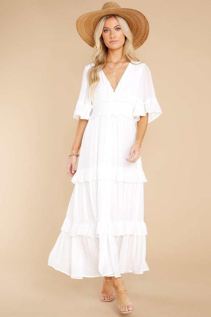 Twirl Some More White Midi Dress | Red Dress 
