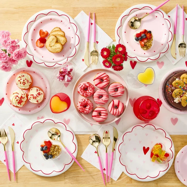 Disposable Cutlery Set, Pink and Gold, 18 Count, Valentine's Day by Way To Celebrate | Walmart (US)