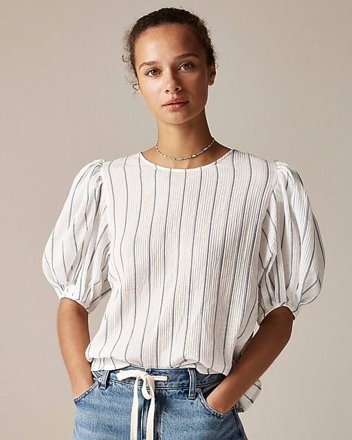Puff-sleeve top in sheer gauze | J. Crew US