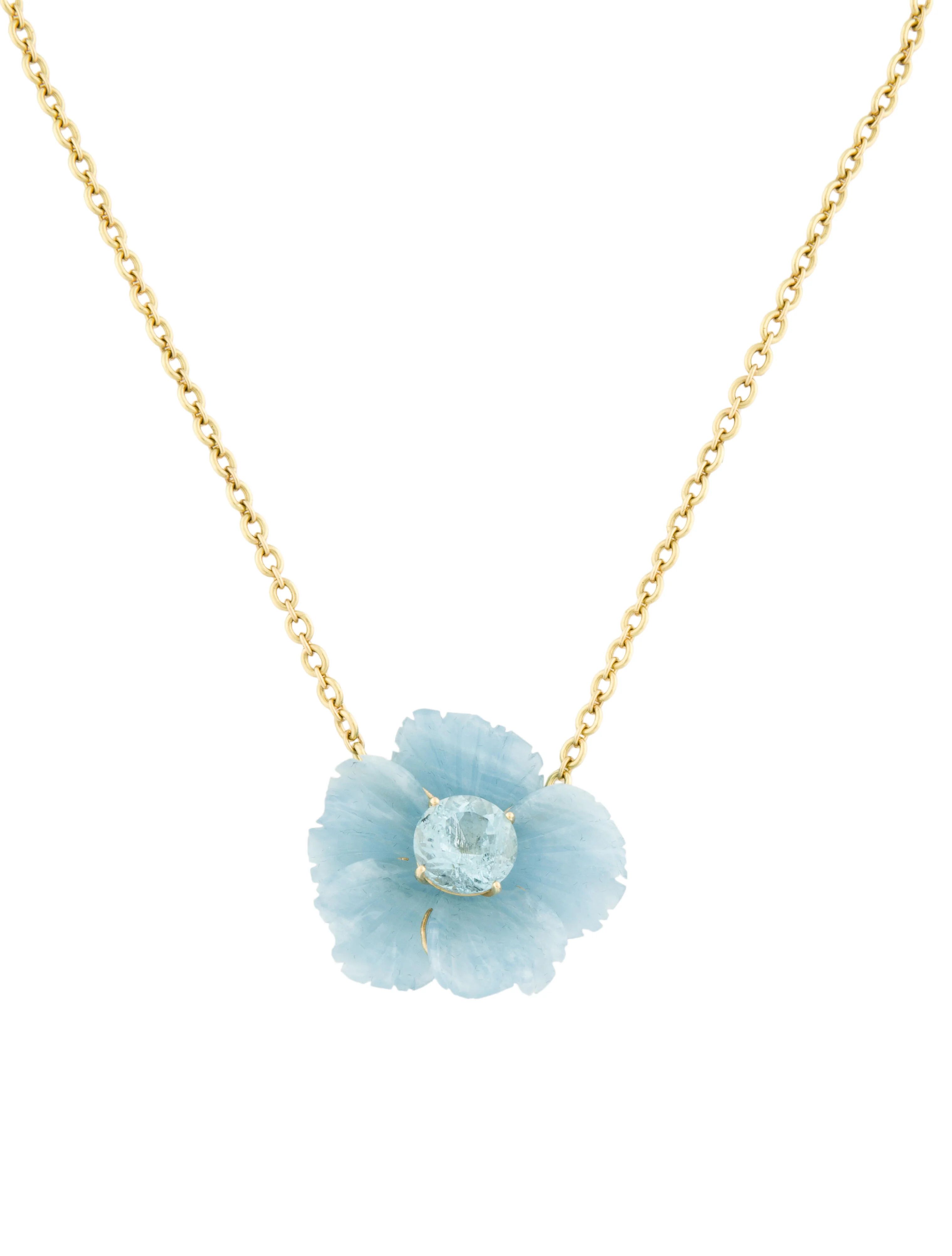 18K Aquamarine Tropical Flower Necklace | The RealReal