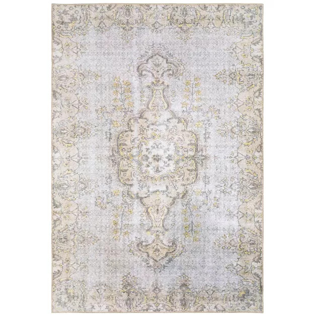 Scarlett Traditional Medallion Area Rug Gray/Gold - Captiv8e Designs | Target