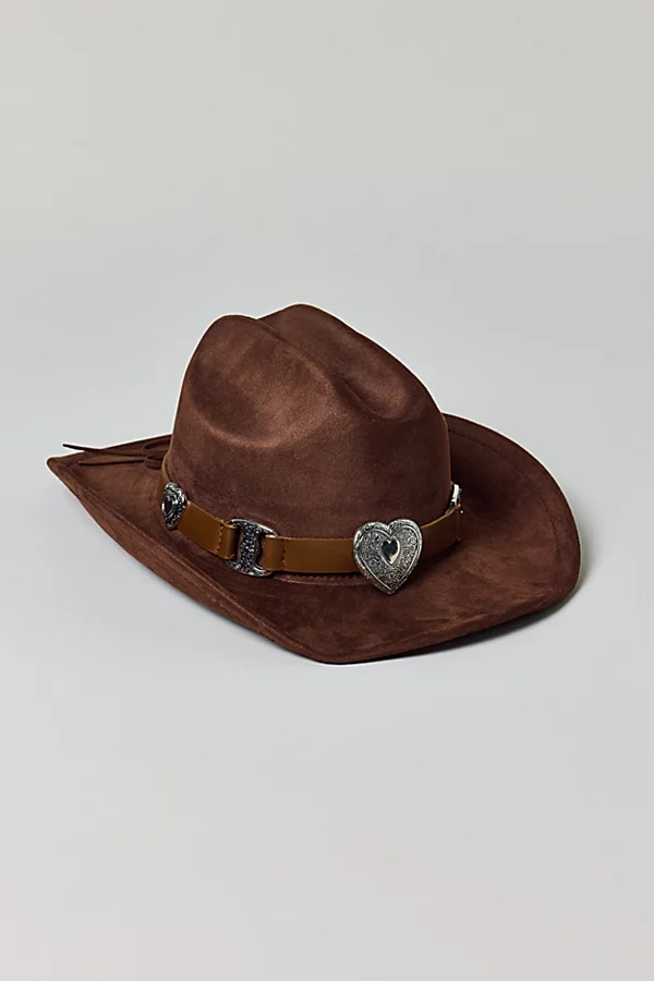 Heart Cowboy Hat in Brown, Women's at Urban Outfitters | Urban Outfitters (US and RoW)