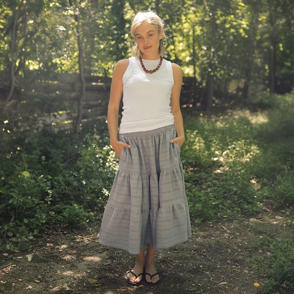 Penny Midi Skirt, Pebble Blue | Albion Fit