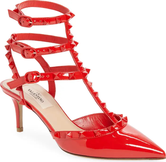 Rockstud T-Strap Pointed Toe Pump (Women) | Nordstrom