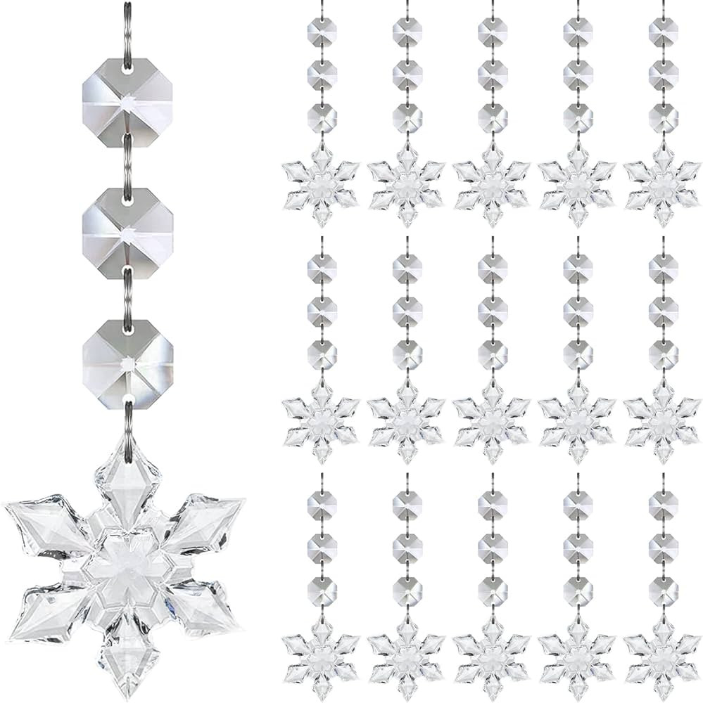 Jishi 30pk Crystal Snowflake Ornaments Christmas Tree Winter Snowflake Decorations Clear Plastic ... | Amazon (US)