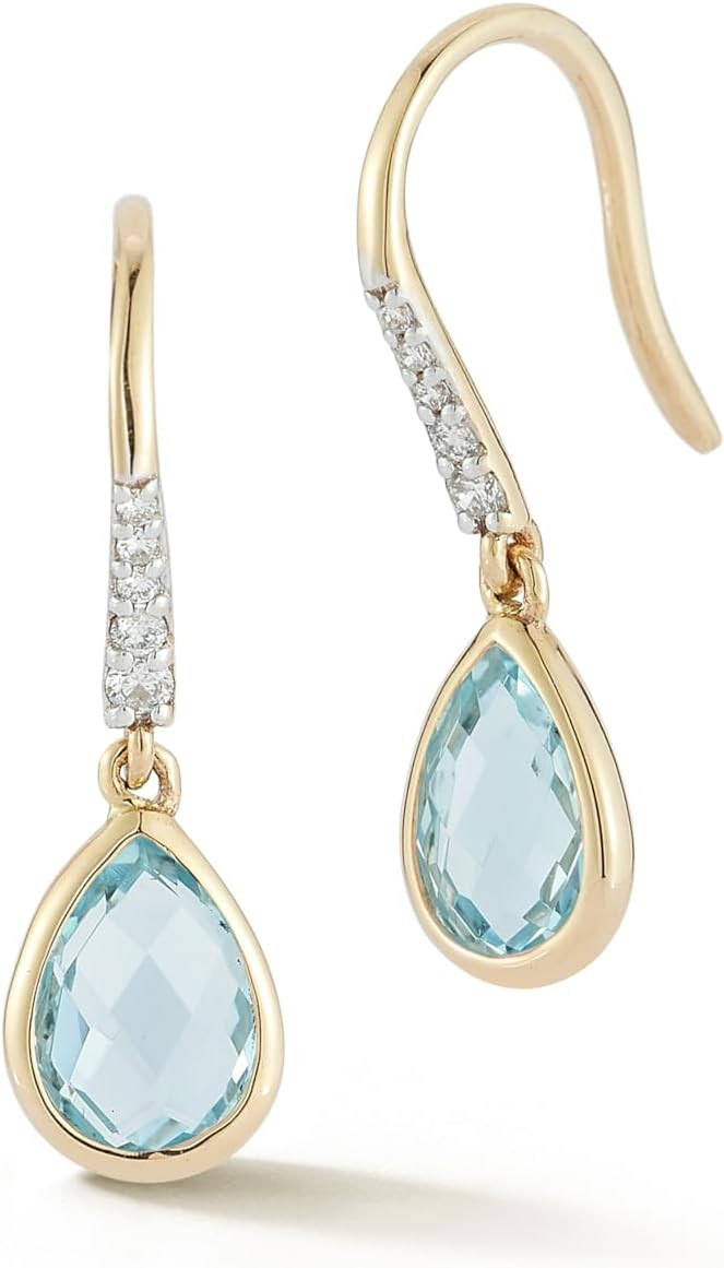 Amazon.com: MATEO New York, Bezeled Drop Earrings, Blue Topaz : Amazon Luxury | Amazon (US)