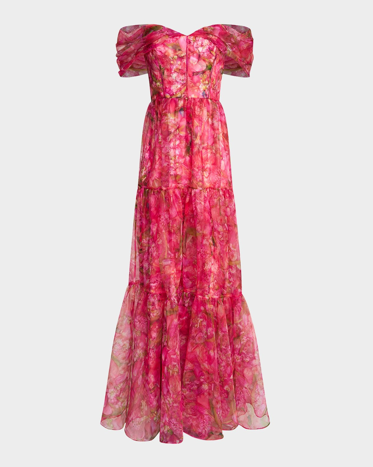 Tia Tiered Off-Shoulder Organza Gown | Neiman Marcus