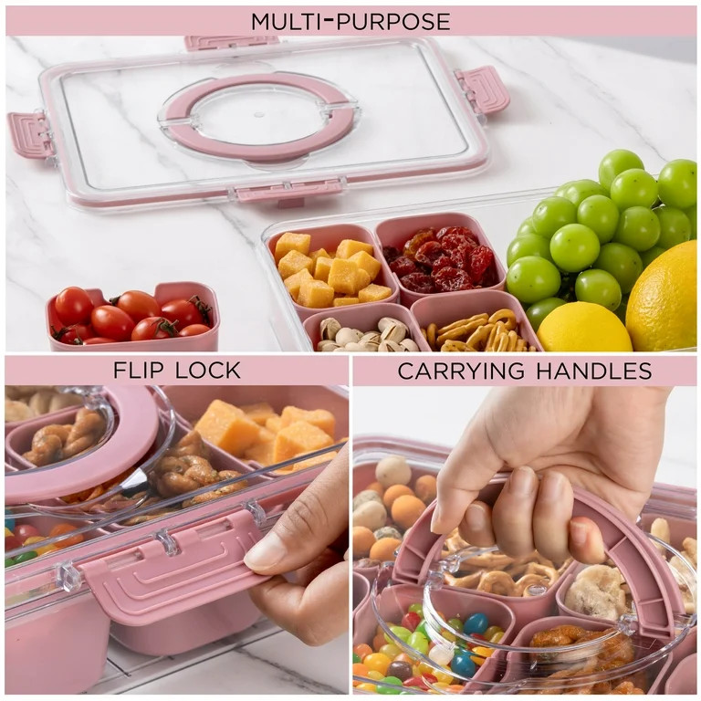 COOK WITH COLOR Snackle Box for Kids Lunch Box and Snack Container, Rose, 2-Pack | Walmart (US)