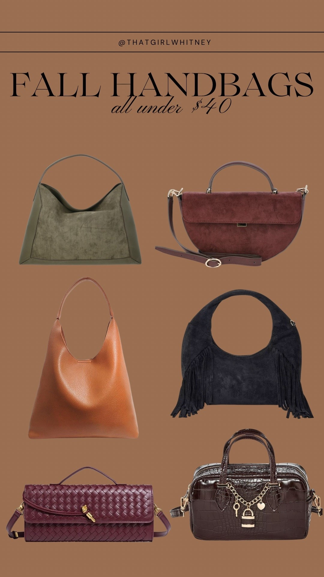 Trendy fall handbags for women, affordable version! All under $40! 

 #LTKPlusSize #LTKFindsUnder50 #LTKItBag