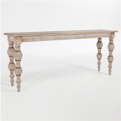 Berna French Country Whitewash Pine Wood Rectangular Console Table | Kathy Kuo Home