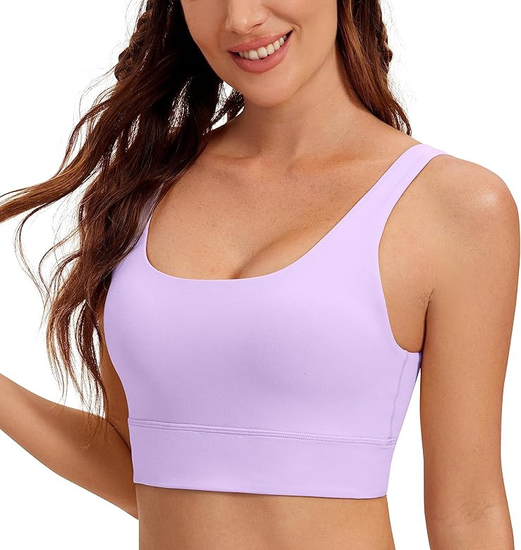 CRZ YOGA Butterluxe Womens U Back Sports Bra - Scoop Neck Padded Low Impact Workout Yoga Bra with... | Amazon (US)