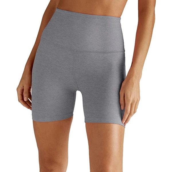 Women's Beyond Yoga Spacedye Keep Pace Biker Shorts Small Cloud Grey Heather | Scheels