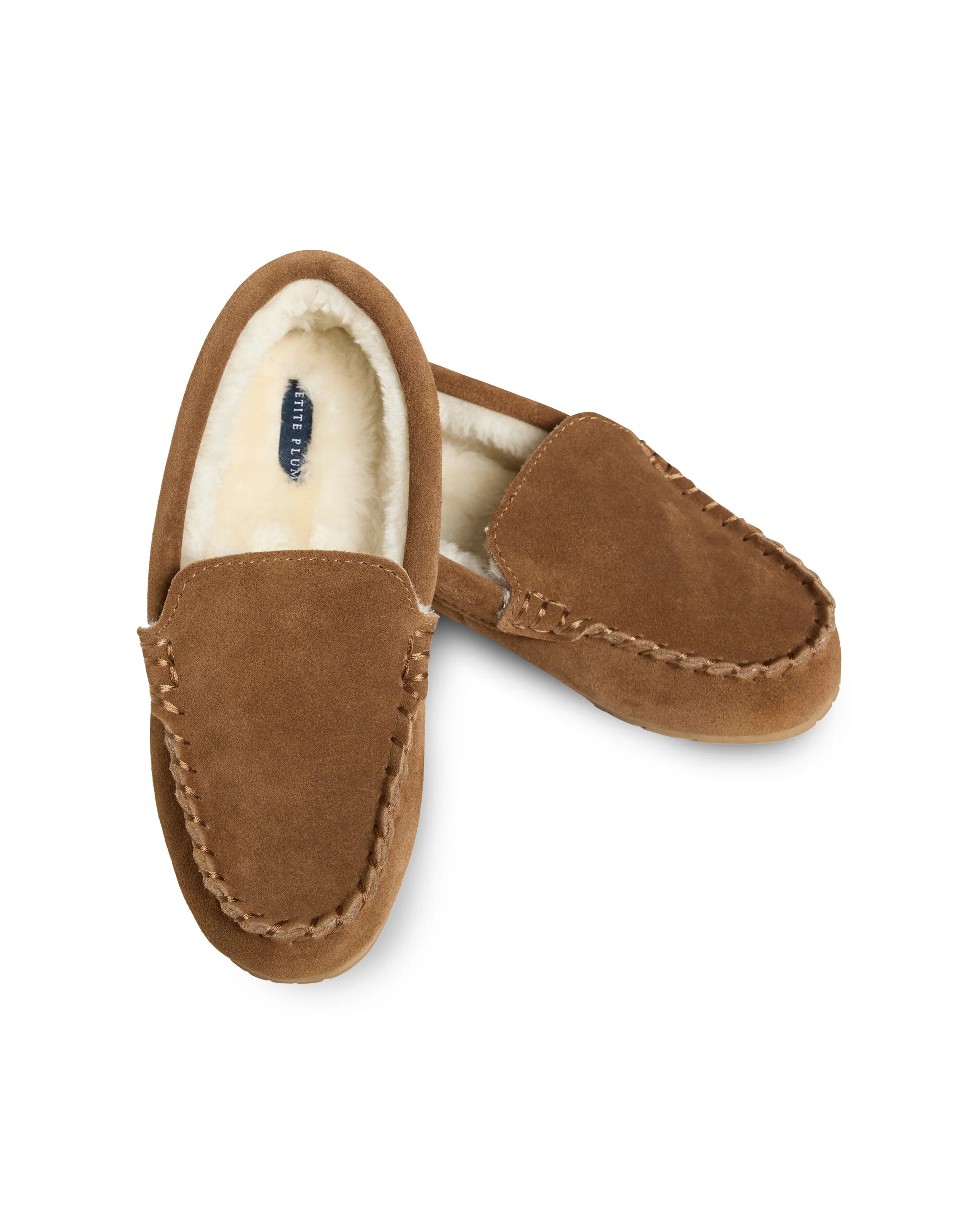 Kid's Suede Slippers in Tan | Petite Plume