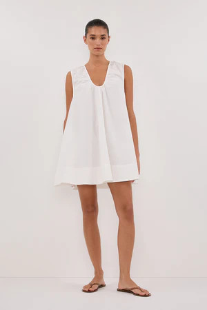 GABBY WHITE COTTON MINI DRESS | DISSH