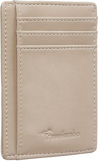 Travelambo Front Pocket Minimalist Leather Slim Wallet RFID Blocking Medium Size | Amazon (US)