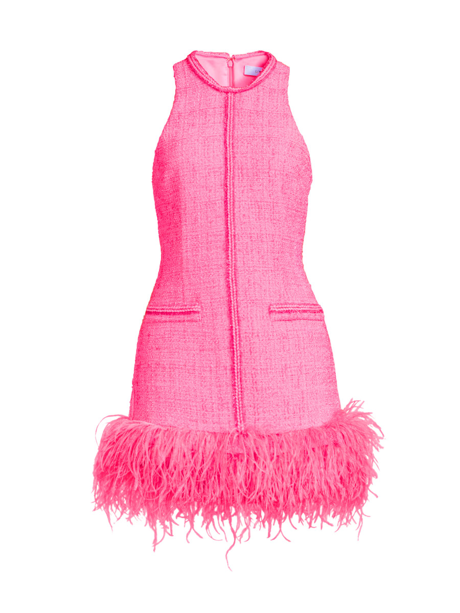 Annalisa Feather-Trimmed Tweed Dress | Saks Fifth Avenue