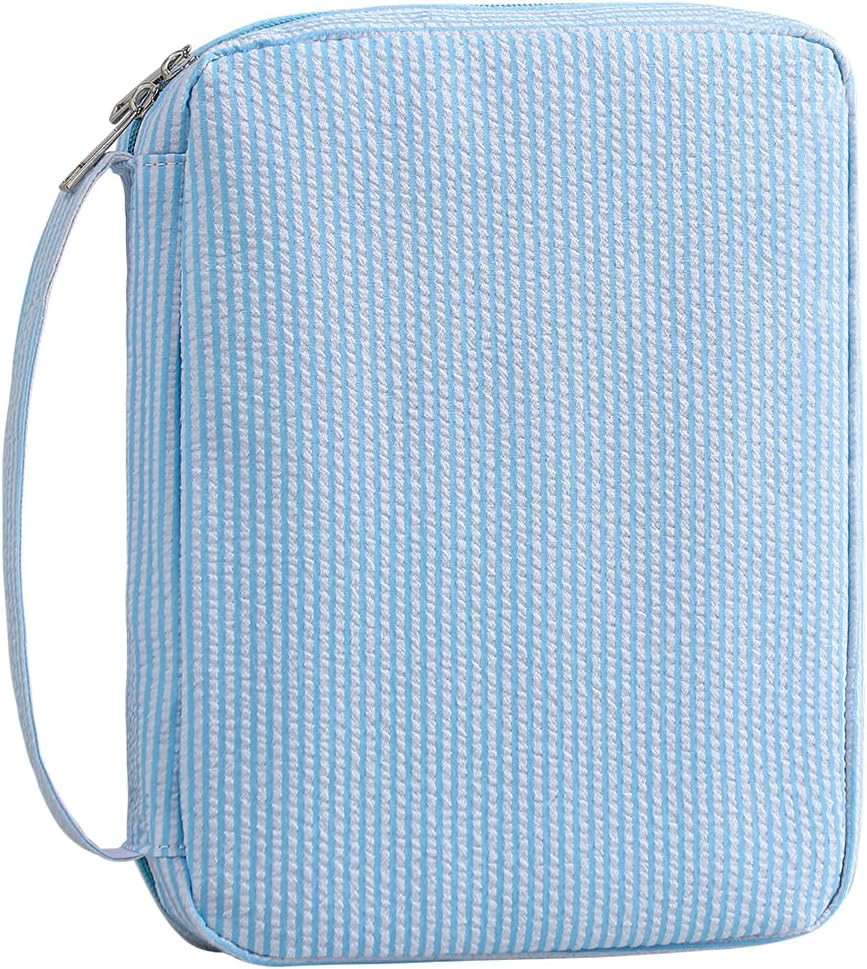 Bible Case with Top Handle, Stripe Bible Bag Protective Book Case, Christian Church Bag (Blue) | Amazon (US)