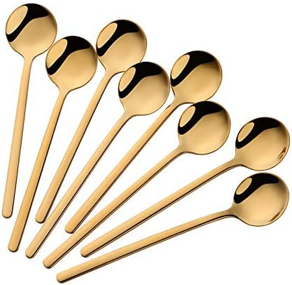 Espresso Spoons Set of 8, Poylim Cute Small Coffee Spoons, 18/10 Stainless Steel Gold Demitasse Spoo | Amazon (US)