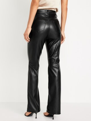 Higher High-Waisted Faux-Leather Flare Pants for Women | Old Navy (US)