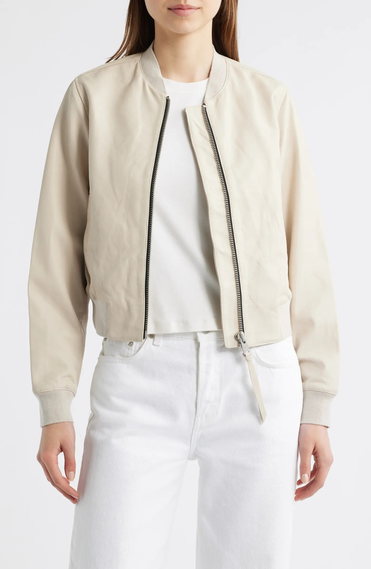 AllSaints Orten Leather Bomber Jacket | Nordstrom | Nordstrom