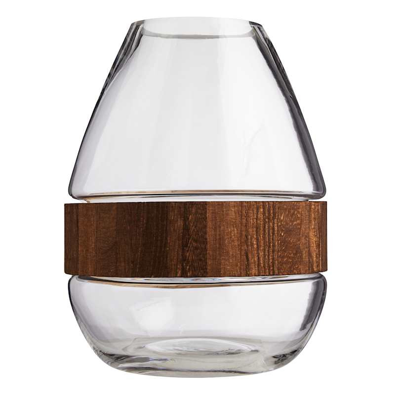 Found & Fable Wood Band Clear Glass Vase, 10" | At Home