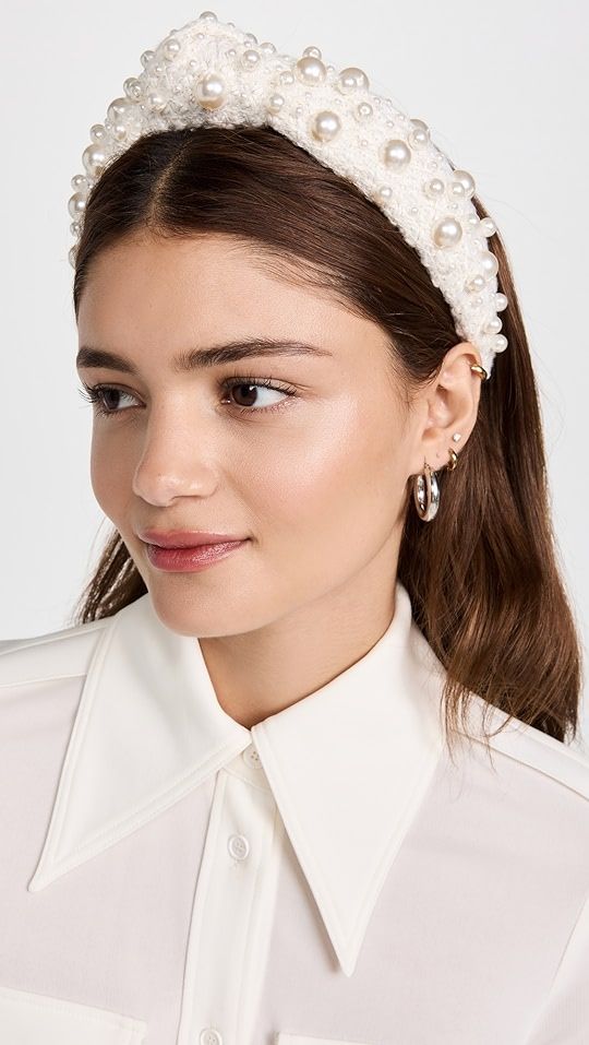 Multi Pearl Tweed Knotted Headband | Shopbop