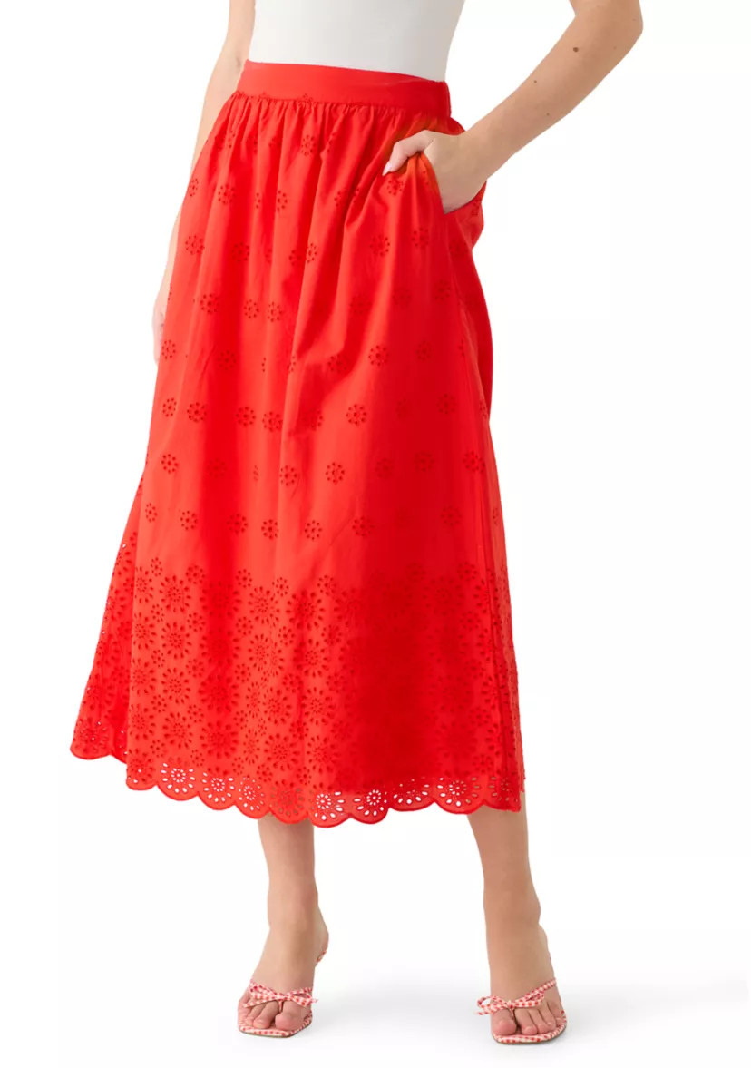 Women's Eyelet Midi Skirt | Belk