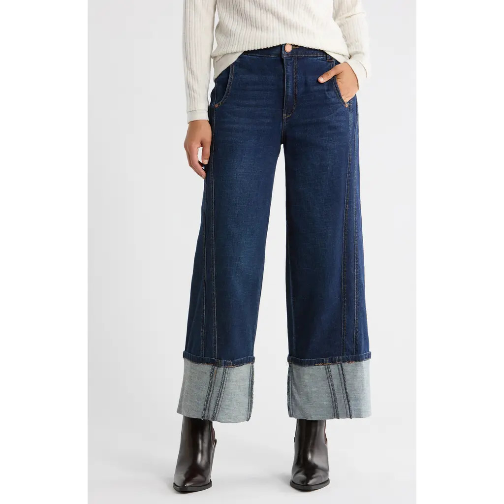 Democracy Cuffed Crop Wide Leg Jeans in Indigo at Nordstrom Rack, Size 4 | Nordstrom Rack