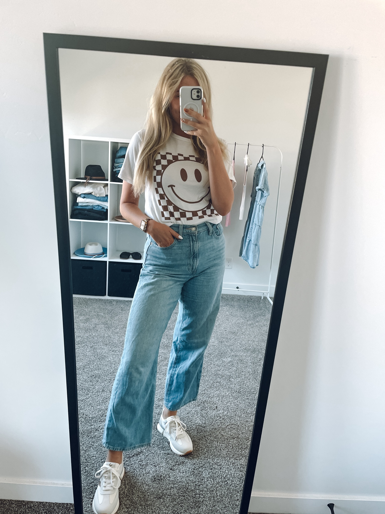 teacher outfit idea - what I would’ve worn for casual Friday this week! Love this checkered smiley face tee and these neutral sneakers!

Tee: wearing men’s small
Jeans: true to size
Sneakers: size up half 

| teacher fashion | casual Friday | fall outfit | graphic tee | teacher tee | sneakers look for less | amazon fashion 

#LTKShoeCrush 

#LTKBacktoSchool #LTKFindsUnder100 #LTKWorkwear