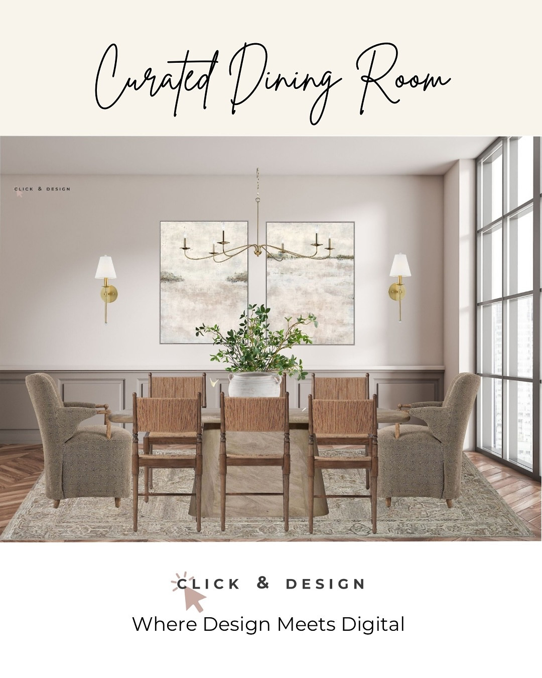 🍷✨ The dining room reimagined ✨🍽️

A dining room isn’t just a place for meals—it’s where conversations linger, celebrations happen, and everyday dinners feel a little more special. With the right design, it becomes the heart of hospitality.

This rendering shows how thoughtful layers—lighting, textures, and furniture placement—create a space that’s both inviting and elevated. Whether it’s family game night or a holiday feast, this room is designed to set the stage for memories. 💫

Would you keep your dining room classic and cozy or go bold and modern?

#ClickThisDesign #DiningRoomGoals #VirtualDesign #DreamSpaces #TheBlondeAndTheRedhead