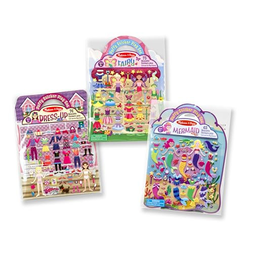 Melissa & Doug Puffy Sticker Pads Set: Fairy, Dress-Up, and Mermaid - 216 Reusable Stickers | Amazon (US)