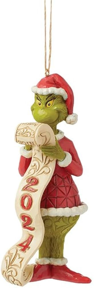 Enesco Dr. Seuss Grinch by Jim Shore Santa Grinch Holding the Naughty List Dated 2024 Hanging Orn... | Amazon (US)