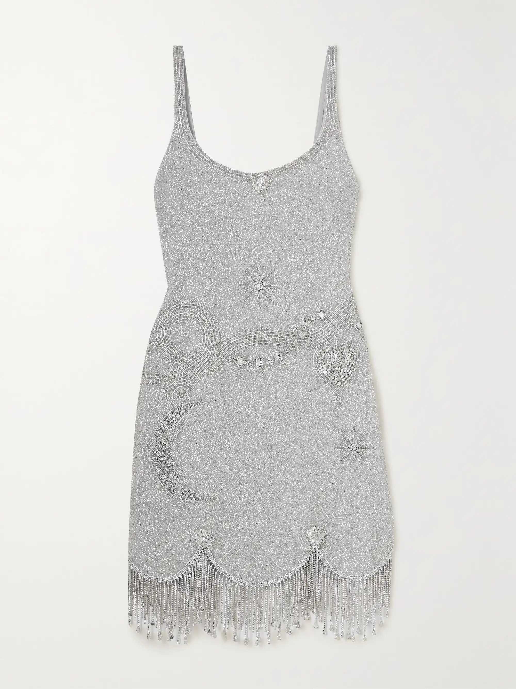 Charm fringed embellished stretch-mesh mini dress | NET-A-PORTER (US)
