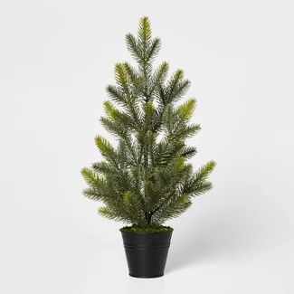 Large Greenery Christmas Tree in Black Bucket Decorative Figurine Green - Wondershop™ | Target