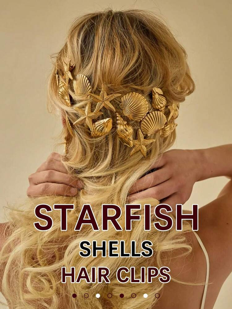 Shell Starfish Conch Hair Clips, Ocean Holiday Style Hair Accessories, Side Clip Forehead Bangs Clip. | SHEIN