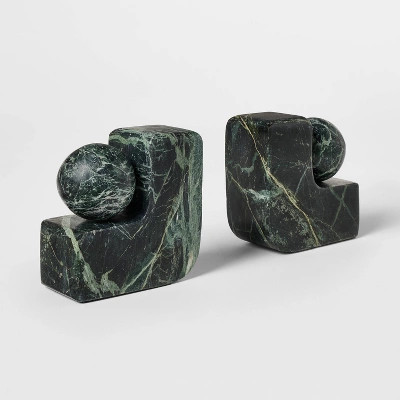Set of 2 Marble Bookends Green - Threshold™ designed with Studio McGee | Target