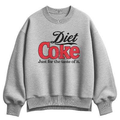 Women's Coca-Cola Diet Coke Retro Logo Oversized Fleece Crew Sweatshirt - Athletic Heather - Medi... | Target