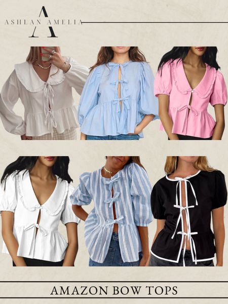 bow top, summer top, pink top, blue top, white top, stripe top, black and white top, casual chic, summer outfit 

#LTKFindsUnder50 #LTKStyleTip #LTKSeasonal