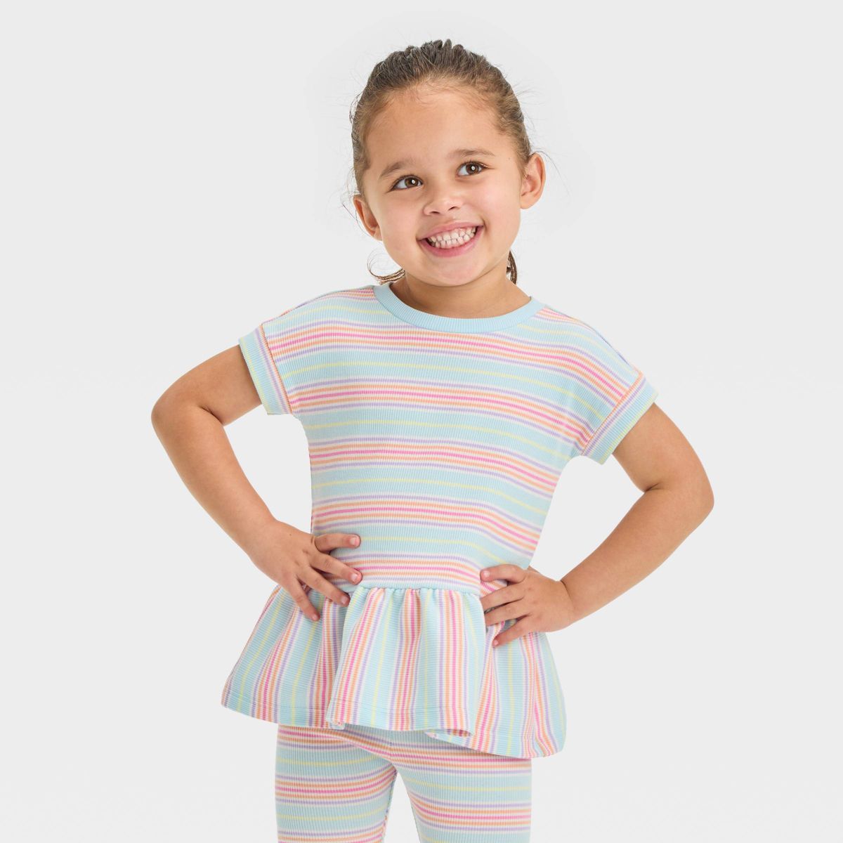 Toddler Girls' Striped Ribbed Top - Cat & Jack™ 3T | Target