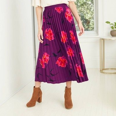 Women's Paisley Print A-Line Pleated Skirt - A New Day™ | Target
