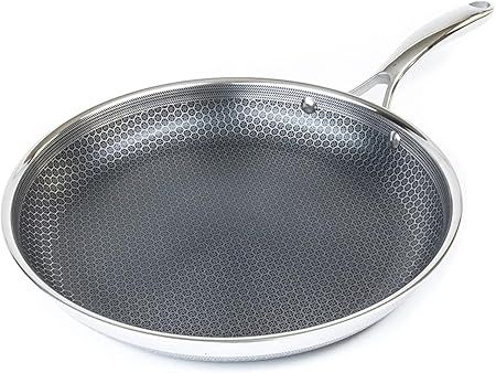 HexClad 12 Inch Frying Pan with Stay Cool Handle, Hybrid Stainless Steel Cookware, Dishwasher and... | Amazon (US)