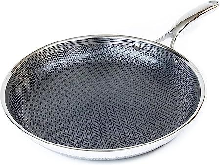 HexClad 12 Inch Frying Pan with Stay Cool Handle, Hybrid Stainless Steel Cookware, Dishwasher and... | Amazon (US)
