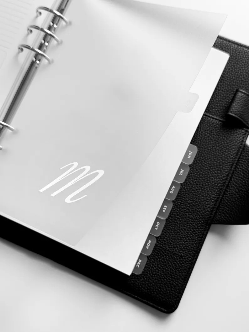 12 Months Divider-dashboards A5, Personal (white Print) Frosted for Ring Planners With Side Tabs ... | Etsy (US)