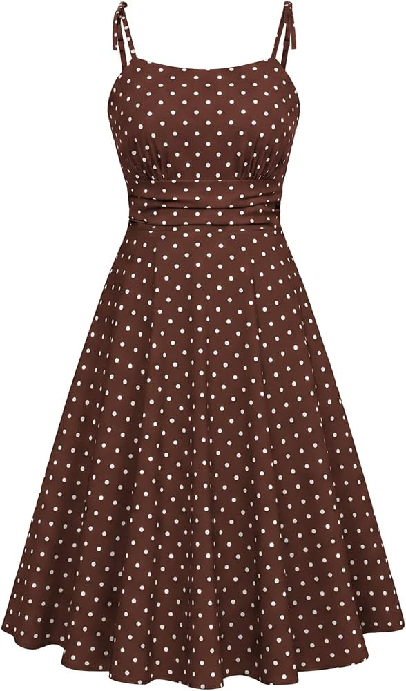 Belle Poque Women's Spaghetti Strap Midi Vintage Tea Party Dress | Amazon (US)