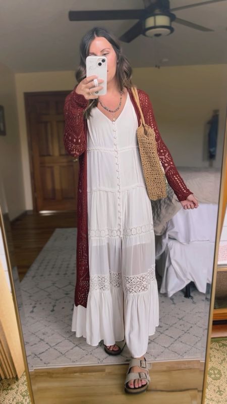 Wearing a size medium in the dress and true size in my sandals! 

My cardigan is super old so I linked similar options 🧡


#LTKFestival #LTKStyleTip #LTKSeasonal